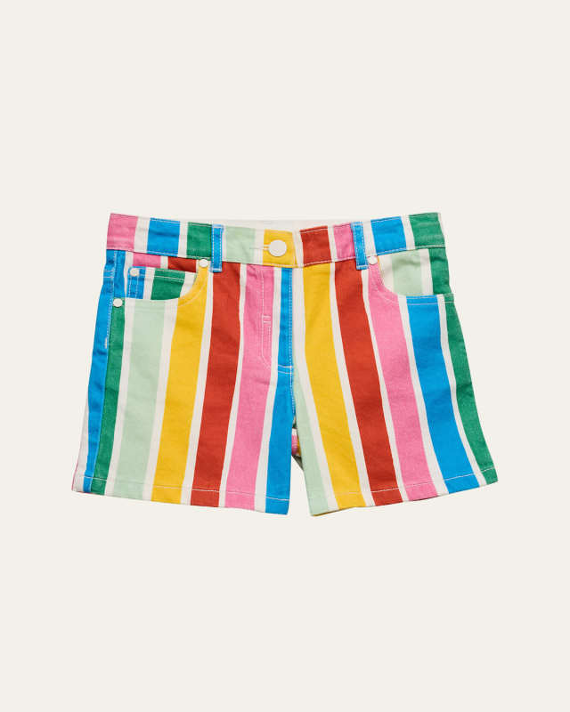 Girl's Rainbow Striped Shorts, Size 2-16